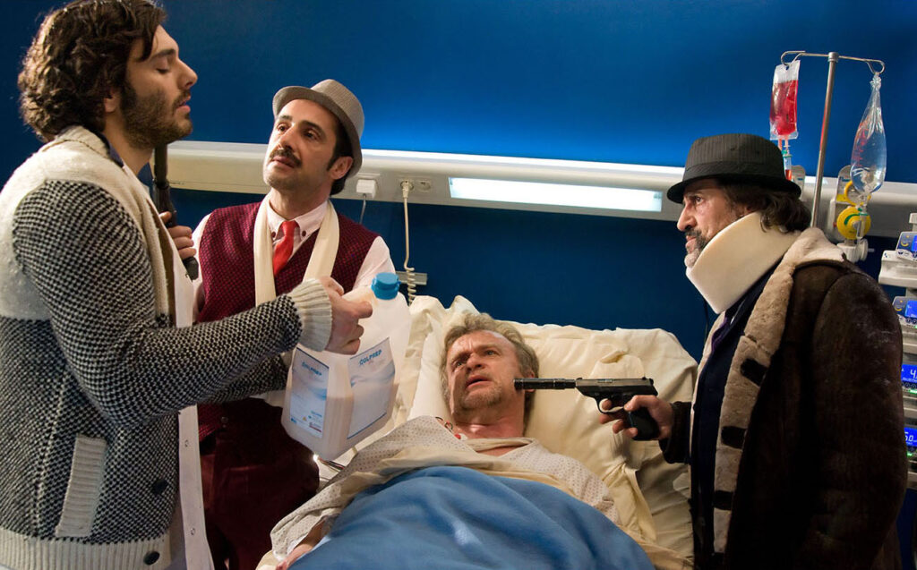 Pio Marmaï (Elias), Bruno Ricci (Luciano Ortega), Dominique Pinon (Rudy Lopez) et Karim Belkhadra (Nino Ortega) dans "La loi de Murphy" de Christophe Campos / Gaumont - Canal + (2009) / photo©julien Bonet