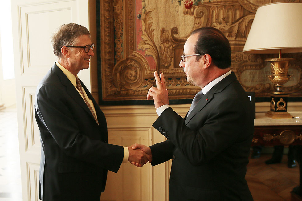 François Hollande et Bill Gates (PDG de Microsoft) au Palais de l’Élysée - 25/06/2015 - photo©présidence de la République/Julien Bonet