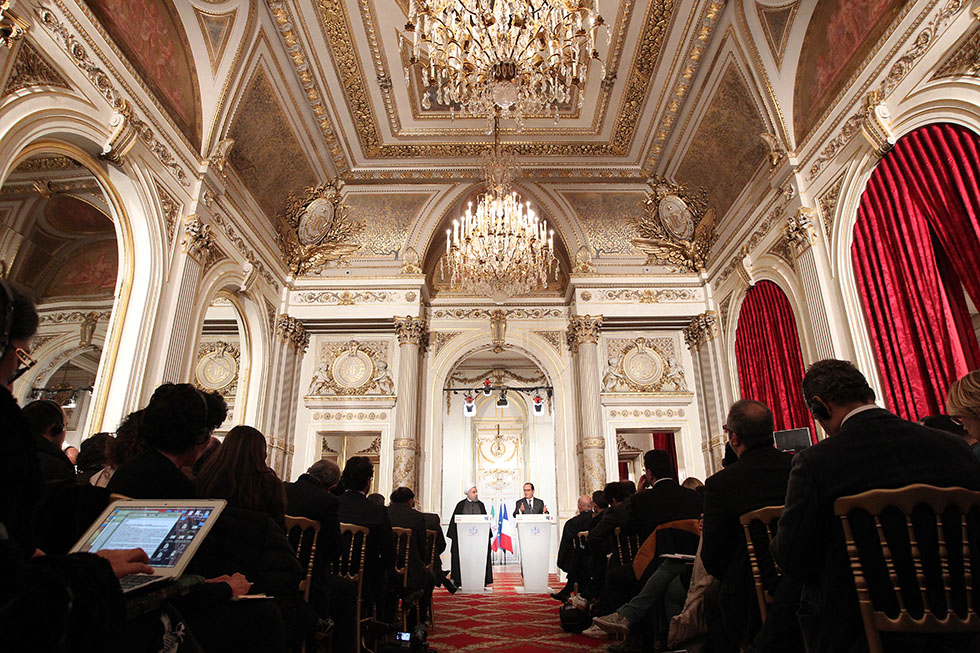 Conférence de presse commune de François Hollande et Hassan Rohani (Président de la République islamique d’Iran) - 26/01/2016 - photo©présidence de la République/julien Bonet