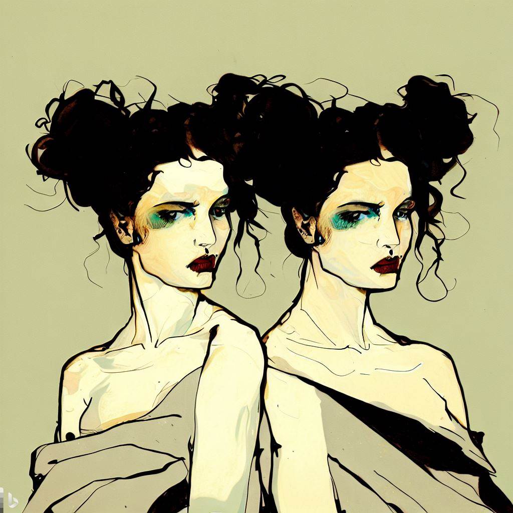 Gemini - Egon Schiele style