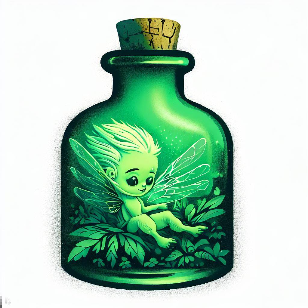 the Fairy in a bottle / Jack Chick style