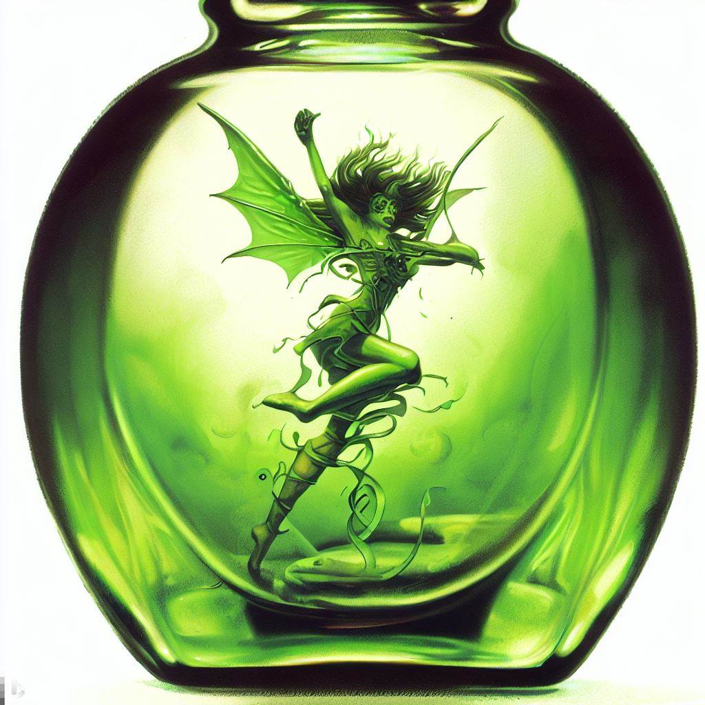 the Fairy in a bottle / Frank Frazetta style