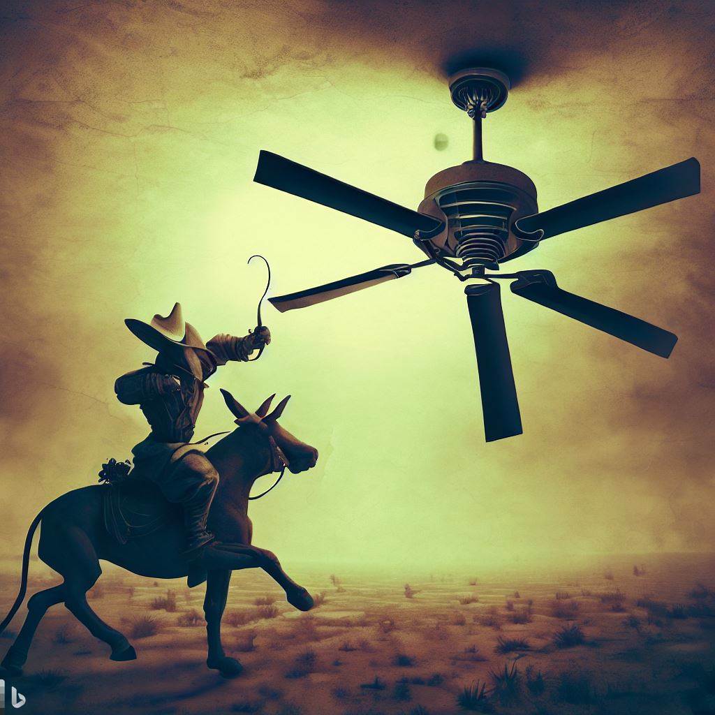 Don Quichotte se battant contre un ventilateur à plafond