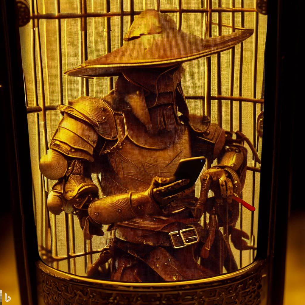 Don Quichotte heureux dans sa cage dorée